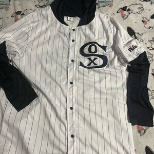 White and Blue  Baseball Jersey white sox